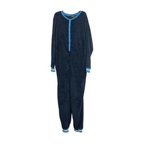 Jammers Blue Oneies Lounge Wear One Piece Back Flap Mens M, L, XL